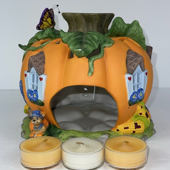 PartyLite Harvest Pumpkin Tea Light House Box P7316 Halloween Decor with candles - Picture 3 of 16